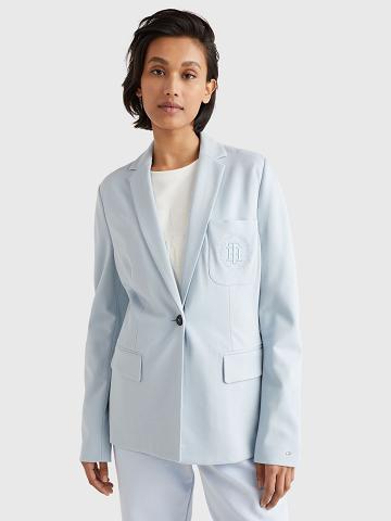 Női Tommy Hilfiger TH Embroidered Blazer Kék | HU 8TCE